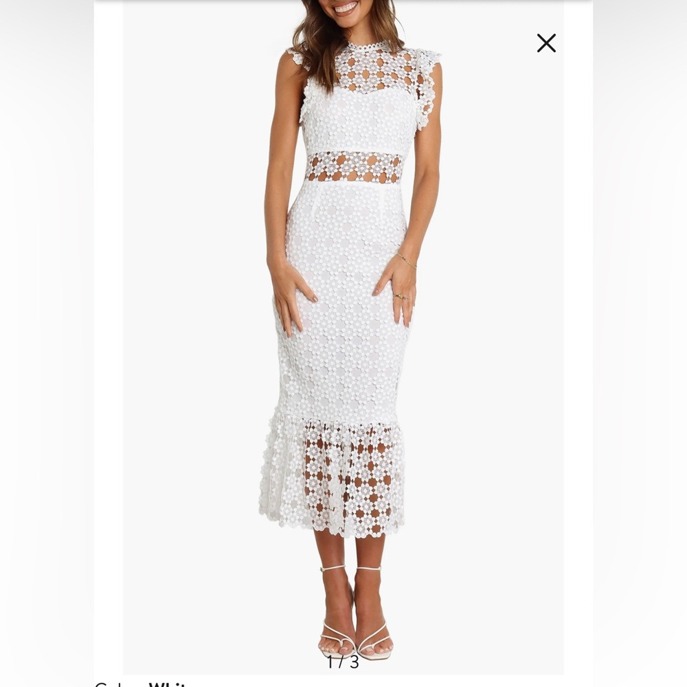 Petal & Pup White Lace Midi Dress